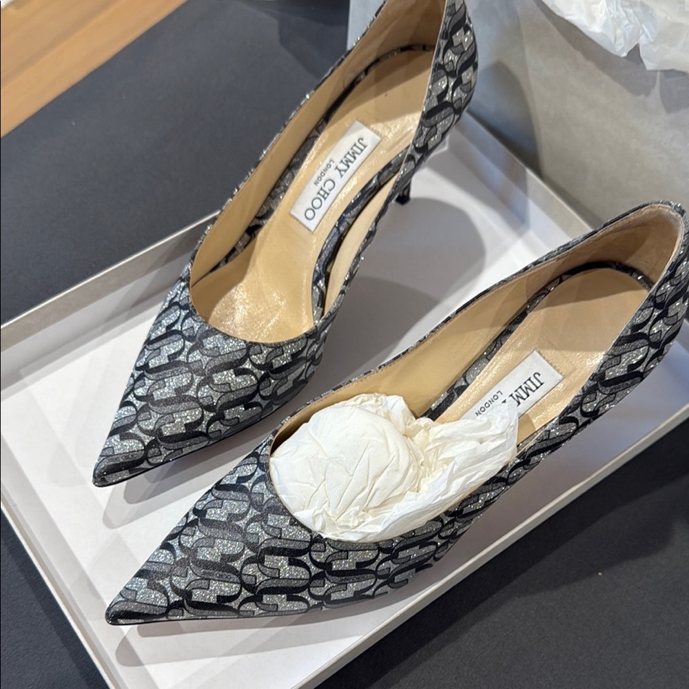 Jimmy Choo Black and silver Heels with Elegant Design